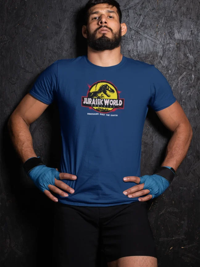 Jurassic Park Printed Royal Blue T-shirt