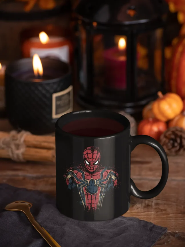 Spiderman printed Black Mug